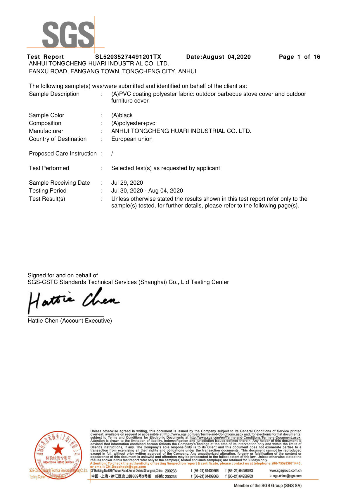 New EU standard certificate SL52035274491201TX
